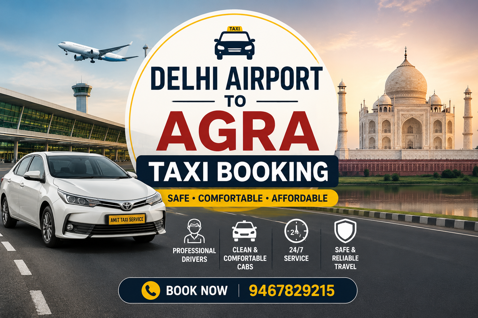 delhi airport to agra taxi booking