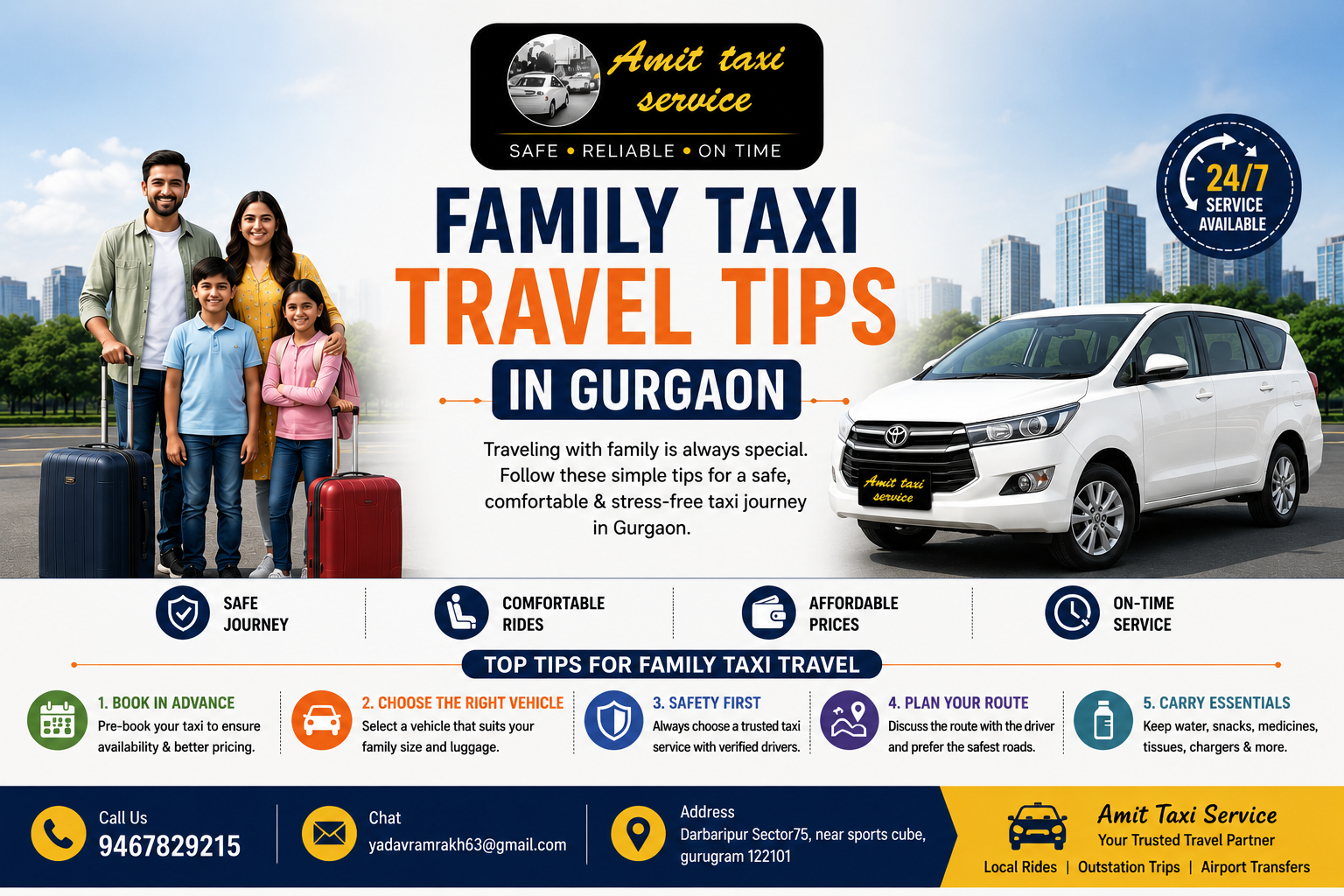 family taxi travel tips in gurgaon