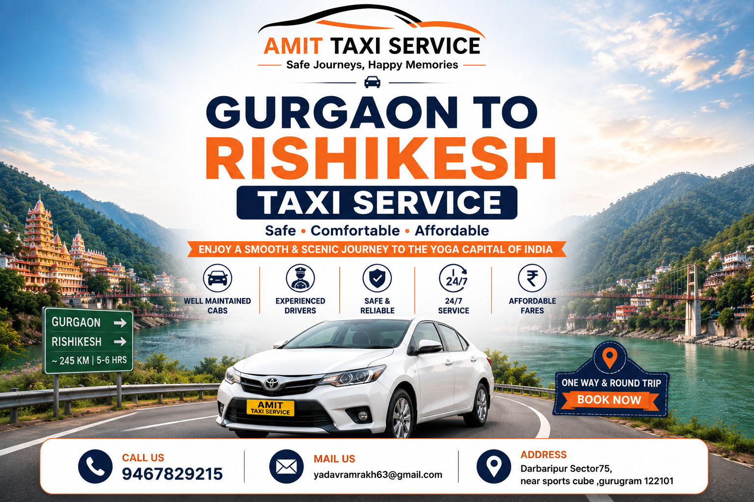 gurgaon to rishikesh taxi service